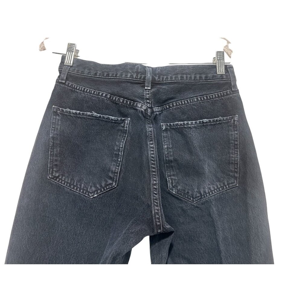 Agolde High Rise Straigt Leg Jeans Womens 28 Black Dark  Wash Button Fly Ankle - Picture 10 of 16